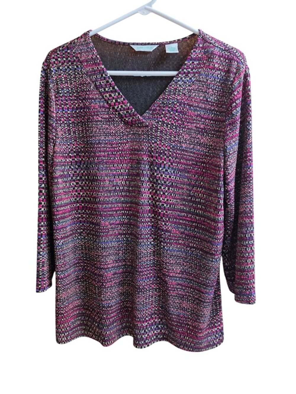 Laura Ashley Stained Glass Slinky Travel Knit Top L
